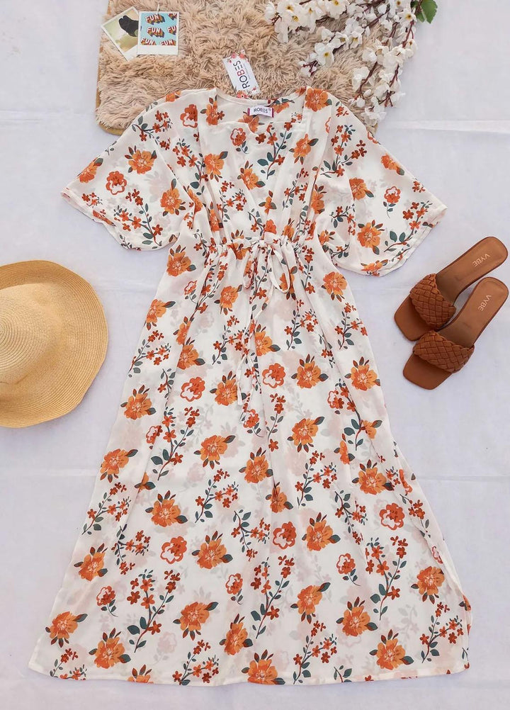 Robes Pret Casual  Long Dress TANGERINE FLORAL