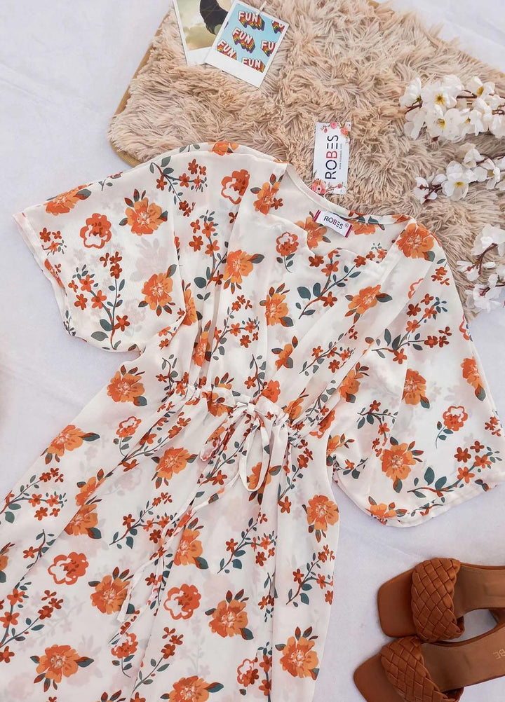 Robes Pret Casual  Long Dress TANGERINE FLORAL