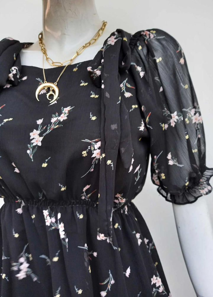 Robes Pret Casual Chiffon Short Dress BLOSSOM IN THE NIGHT