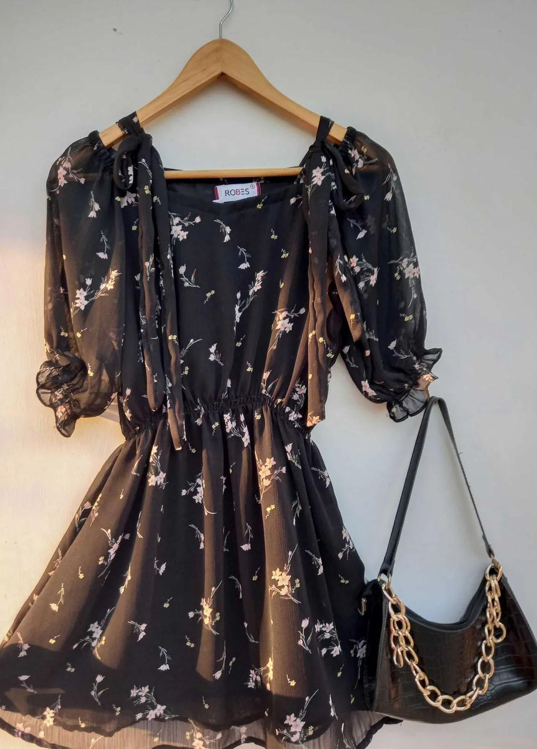 Robes Pret Casual Chiffon Short Dress BLOSSOM IN THE NIGHT