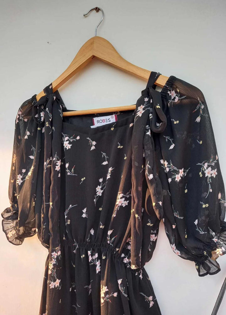 Robes Pret Casual Chiffon Short Dress BLOSSOM IN THE NIGHT