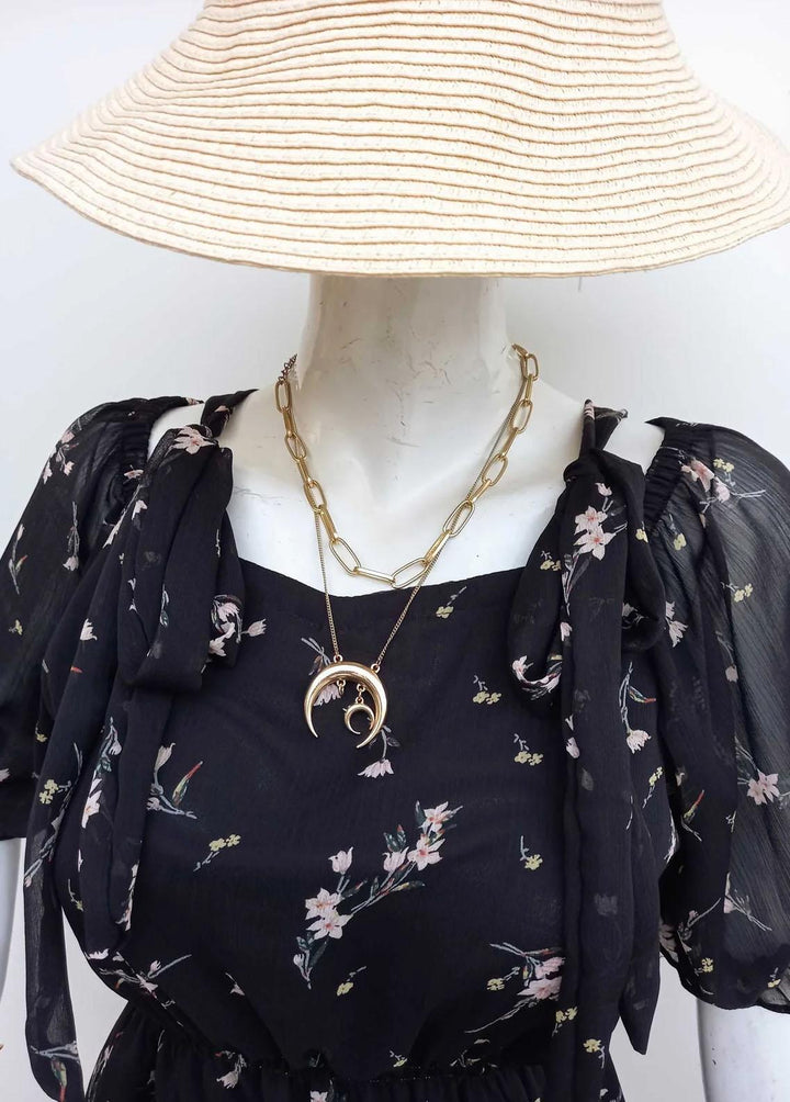 Robes Pret Casual Chiffon Short Dress BLOSSOM IN THE NIGHT