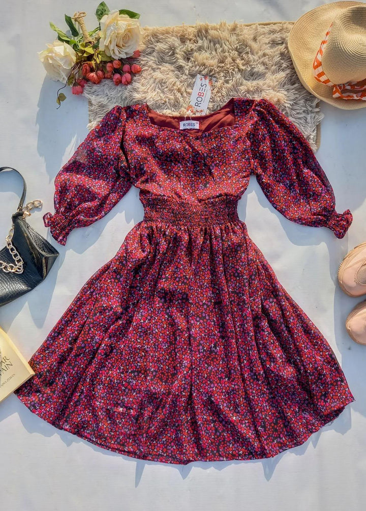 Robes Pret Casual Chiffon Short Dress PURPLE ANEMONE