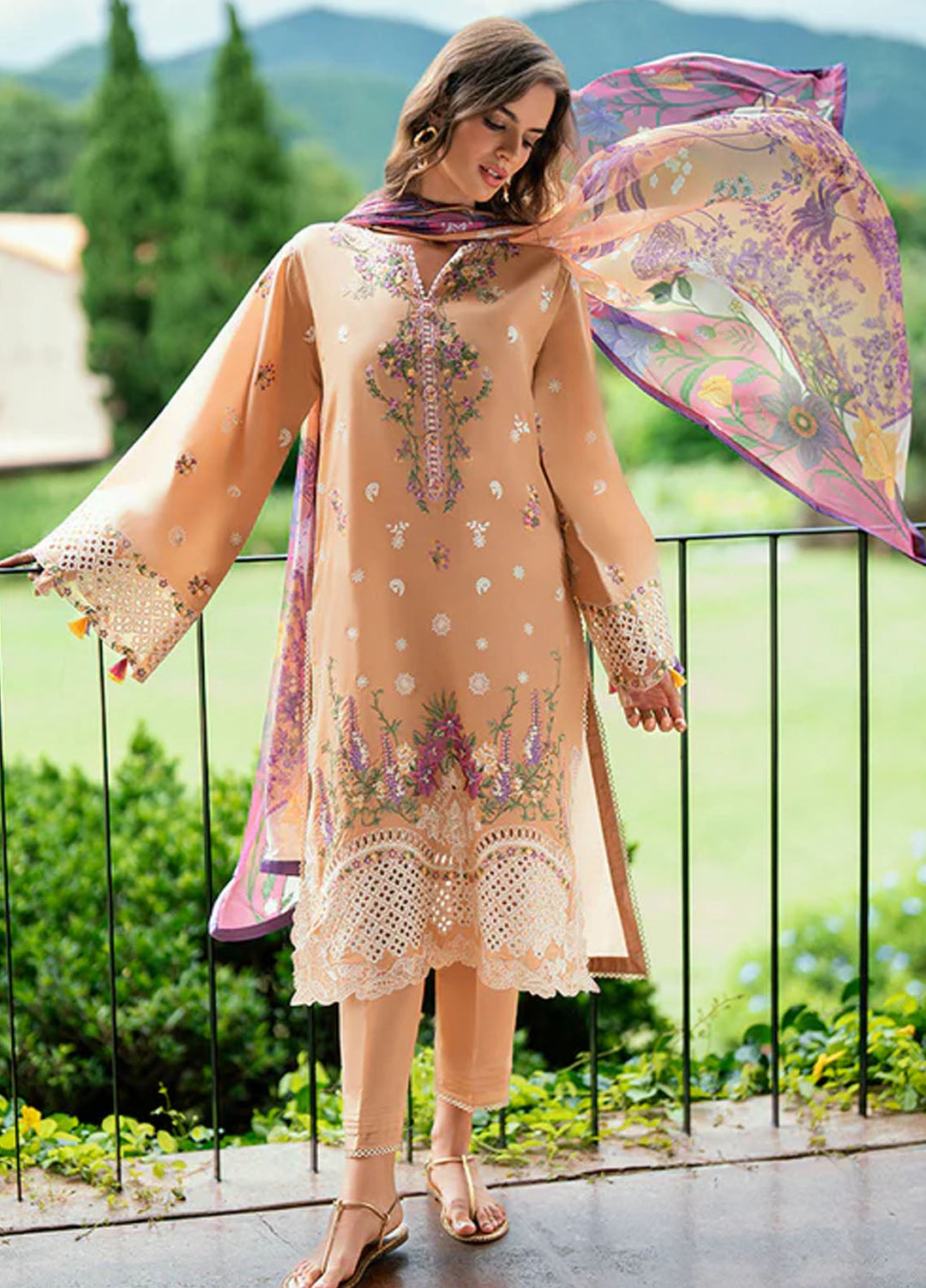 Roheenaz Embroidered Lawn Suits Unstitched 3 Piece D-05 A Elaris - Summer Collection