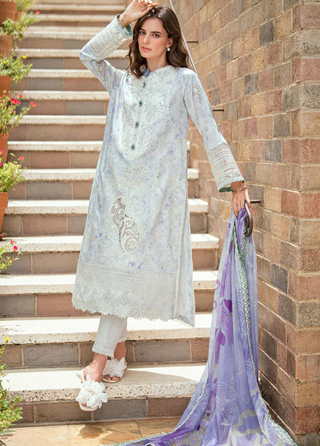 Roheenaz Embroidered Lawn Suits Unstitched 3 Piece D-08 A Aeris - Summer Collection