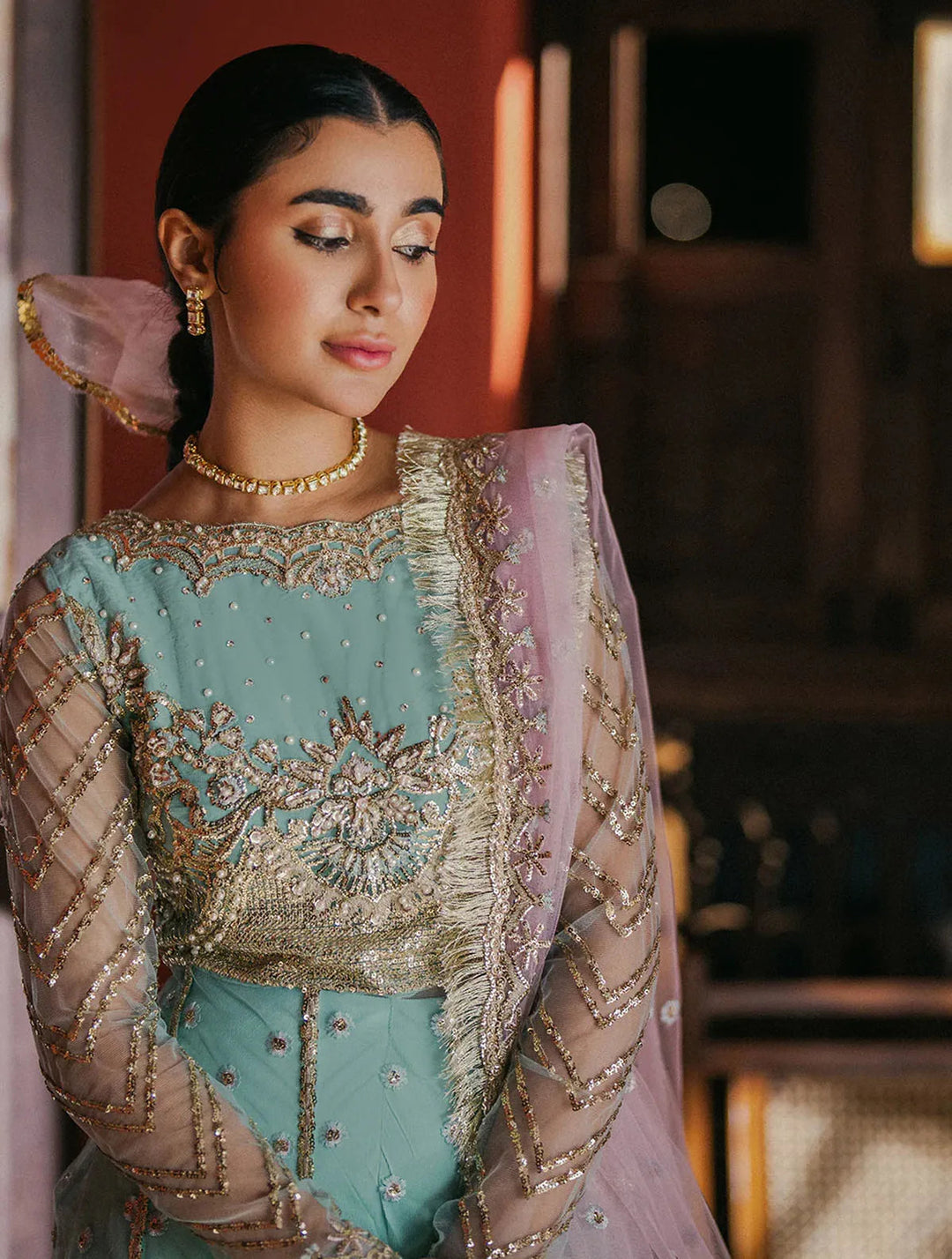 Roheenaz Embroidered Net Suits Unstitched 3 Piece RNZ24PSM Aarzo - Wedding Collection