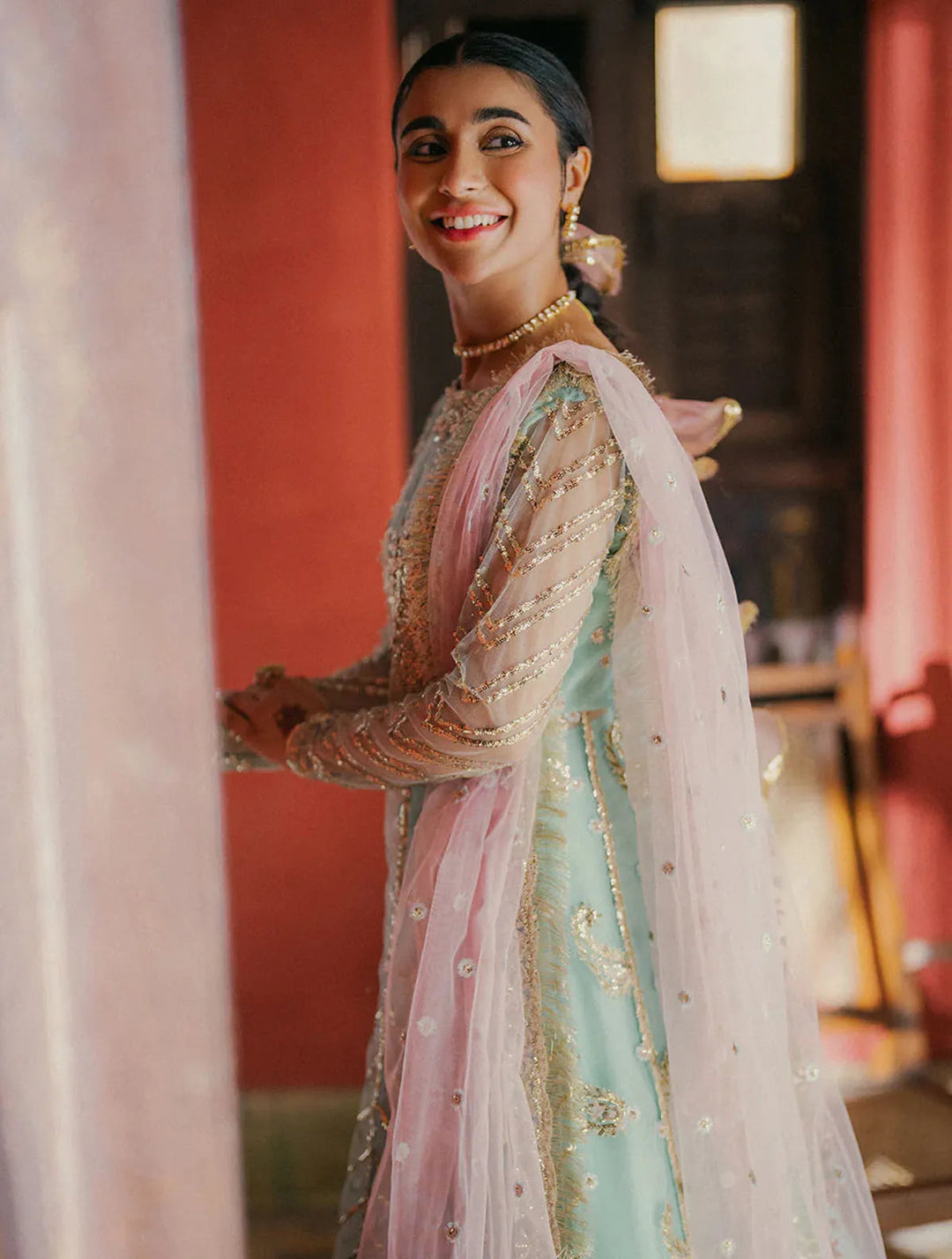 Roheenaz Embroidered Net Suits Unstitched 3 Piece RNZ24PSM Aarzo - Wedding Collection