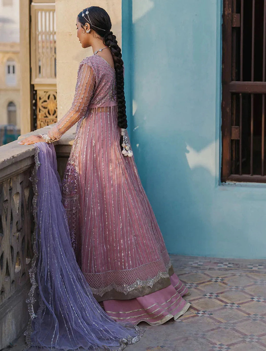 Roheenaz Embroidered Net Suits Unstitched 3 Piece RNZ24PSM Amyra - Wedding Collection