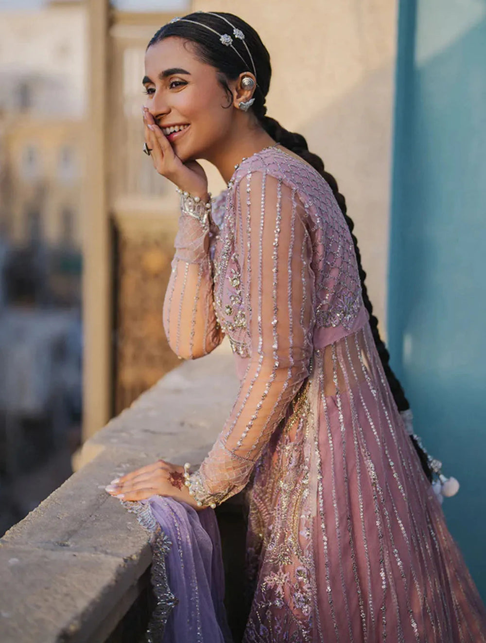 Roheenaz Embroidered Net Suits Unstitched 3 Piece RNZ24PSM Amyra - Wedding Collection