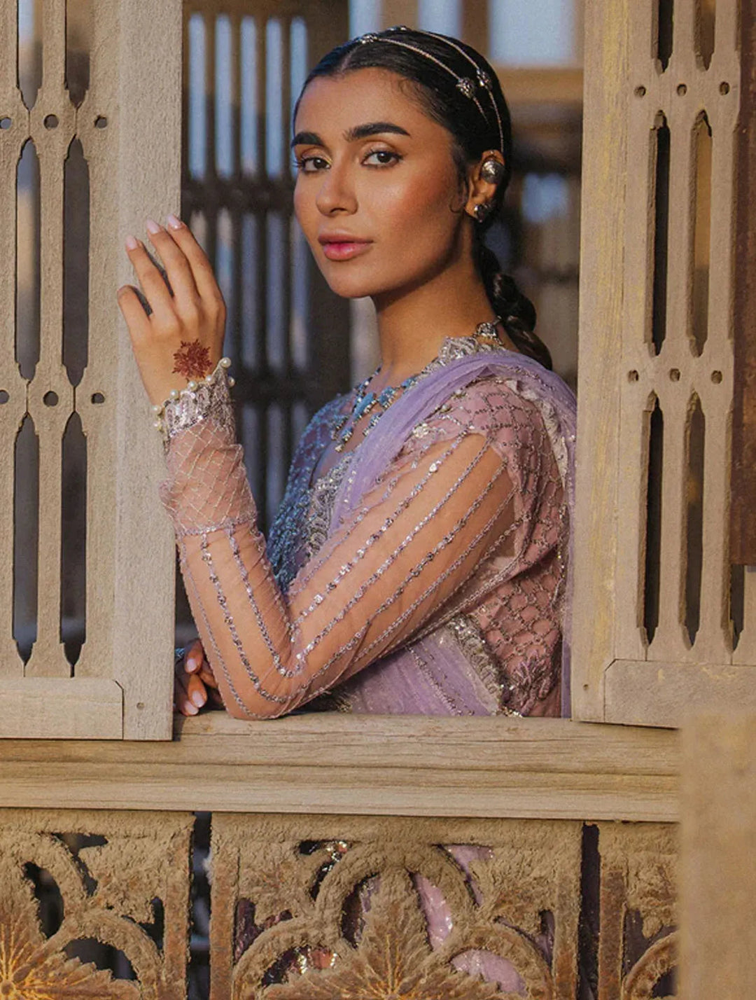 Roheenaz Embroidered Net Suits Unstitched 3 Piece RNZ24PSM Amyra - Wedding Collection