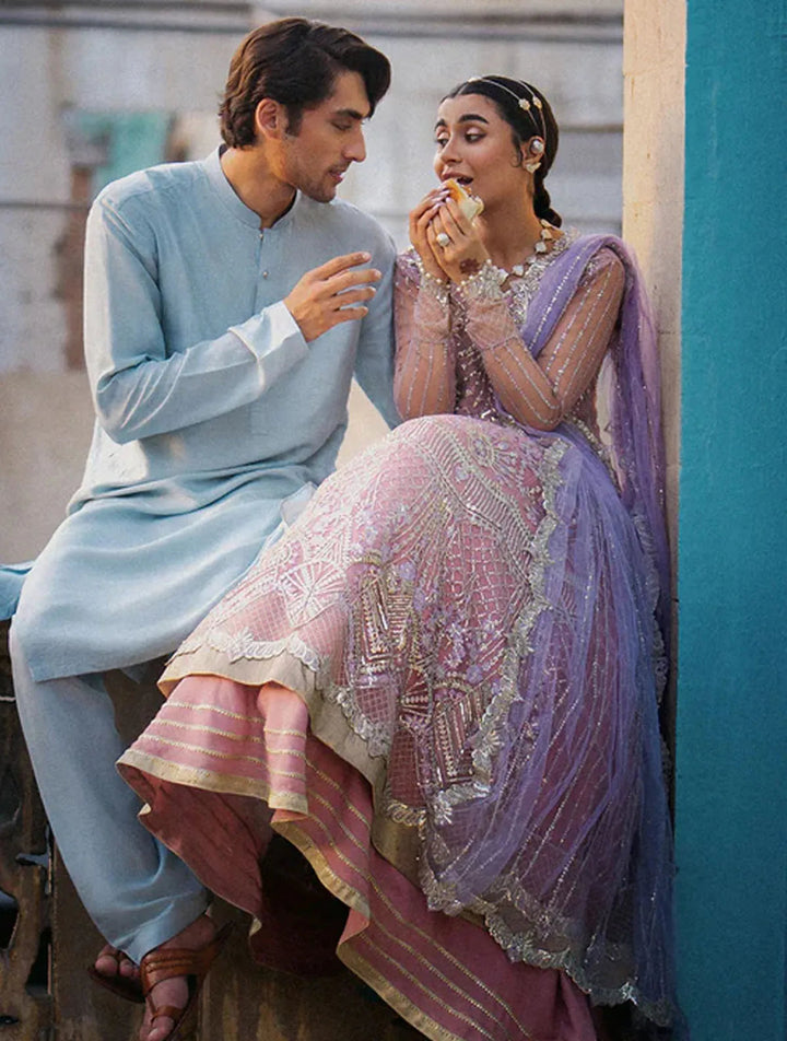 Roheenaz Embroidered Net Suits Unstitched 3 Piece RNZ24PSM Amyra - Wedding Collection