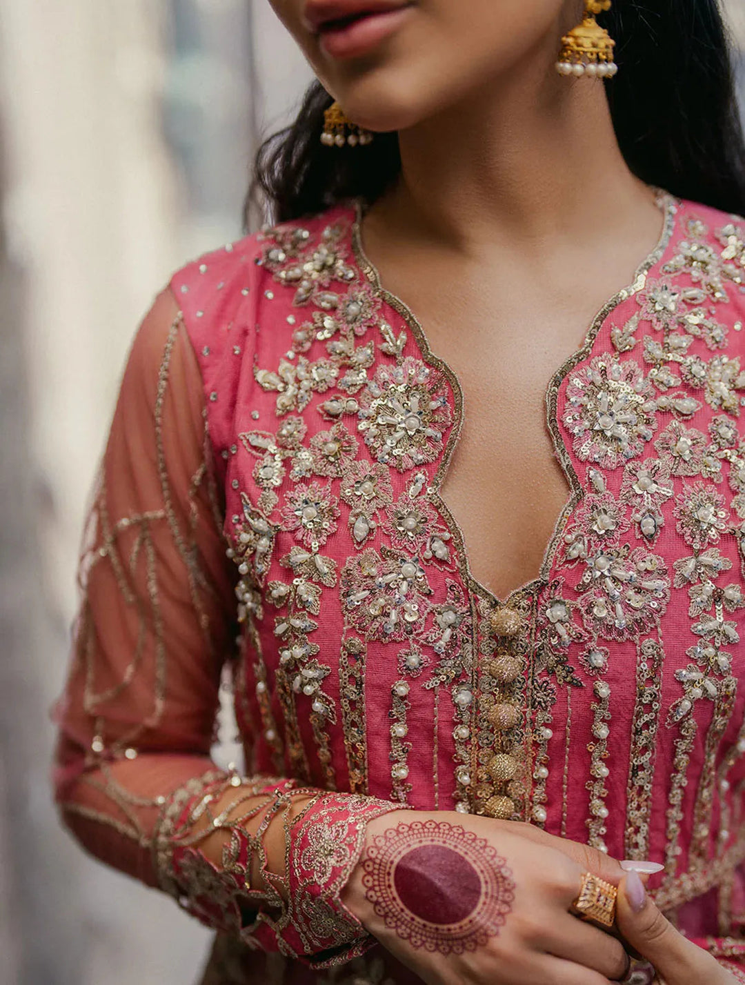 Roheenaz Embroidered Net Suits Unstitched 3 Piece RNZ24PSM Ulfat - Wedding Collection