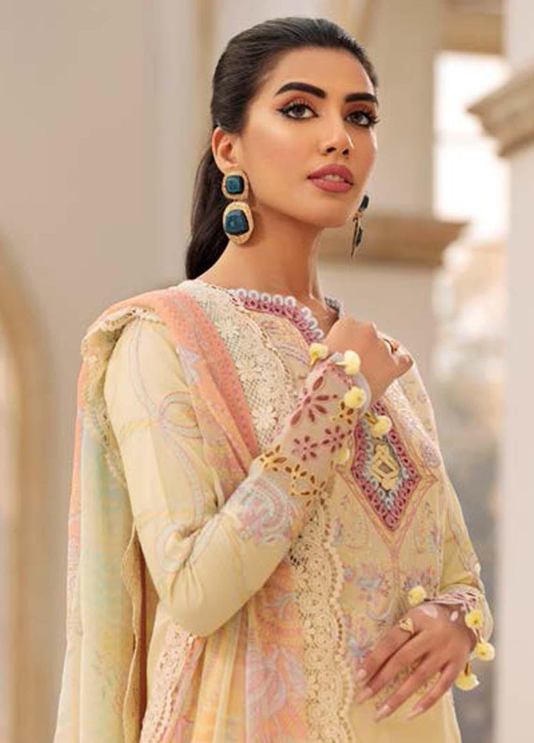 Roheenaz Embroidered Lawn Suits Unstitched 3 Piece RO22L-2 RNZ22S-06A - Summer Collection