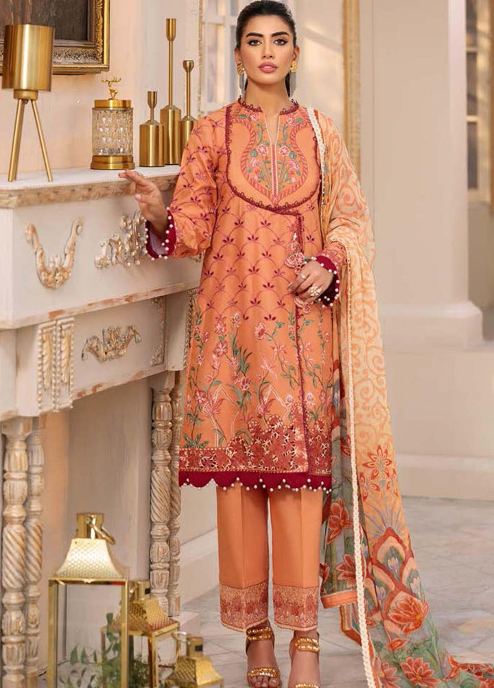 Roheenaz Embroidered Lawn Suits Unstitched 3 Piece RO22L-2 RNZ22S-07A - Summer Collection