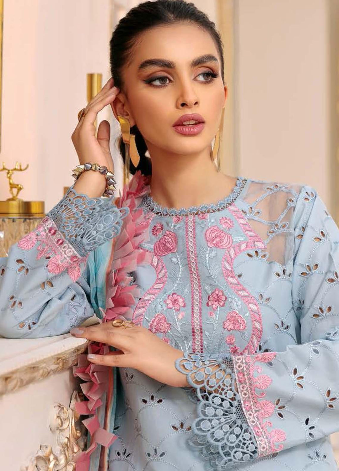 Roheenaz Embroidered Lawn Suits Unstitched 3 Piece RO22L-2 RNZ22S-07B - Summer Collection