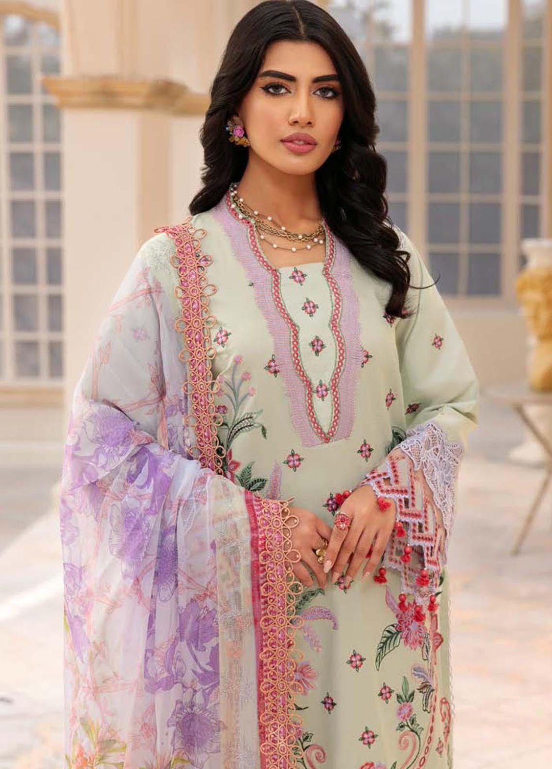 Roheenaz Embroidered Lawn Suits Unstitched 3 Piece RO22L-2 RNZ22S-08A - Summer Collection