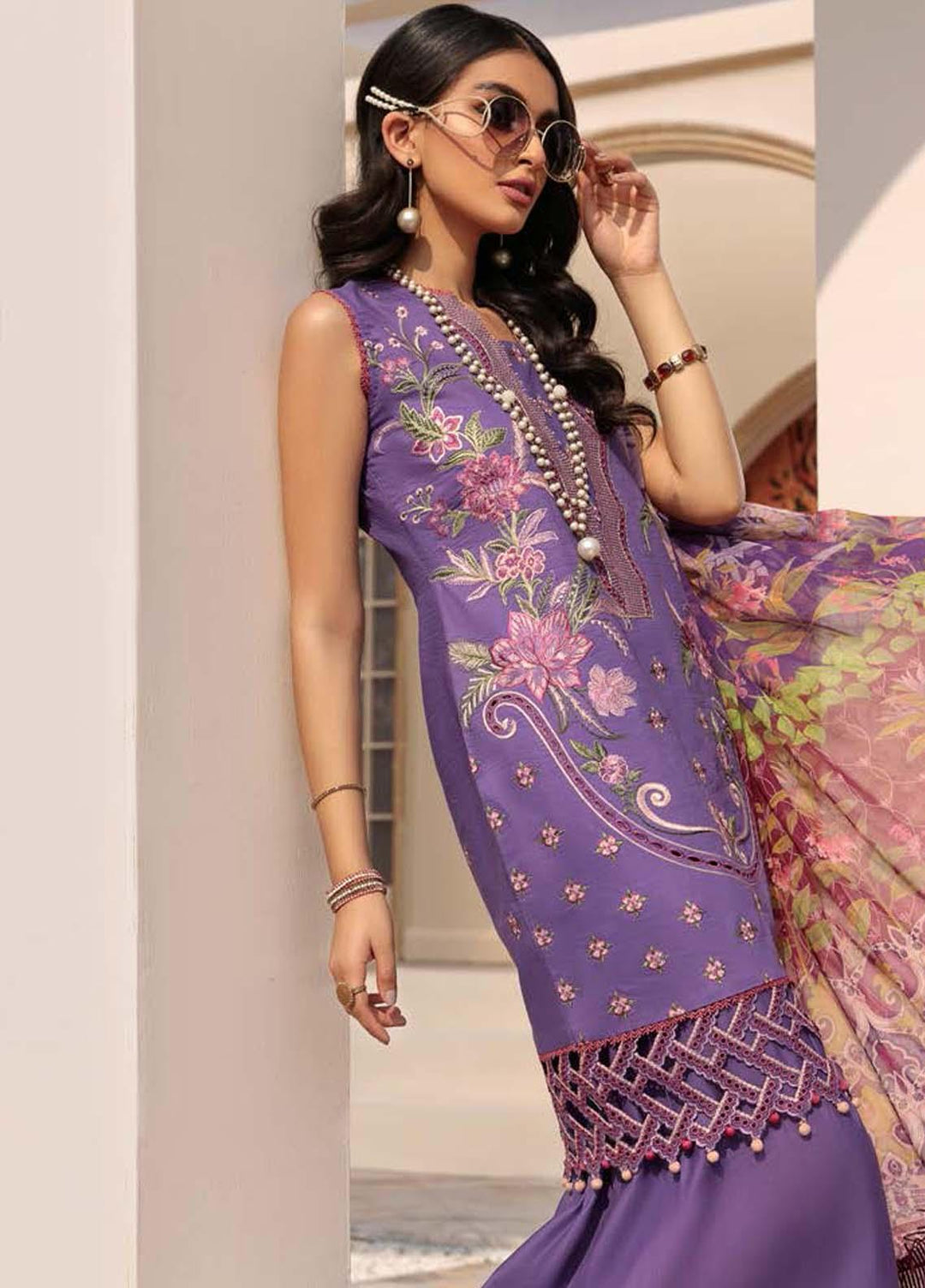 Roheenaz Embroidered Lawn Suits Unstitched 3 Piece RO22L-2 RNZ22S-08B - Summer Collection