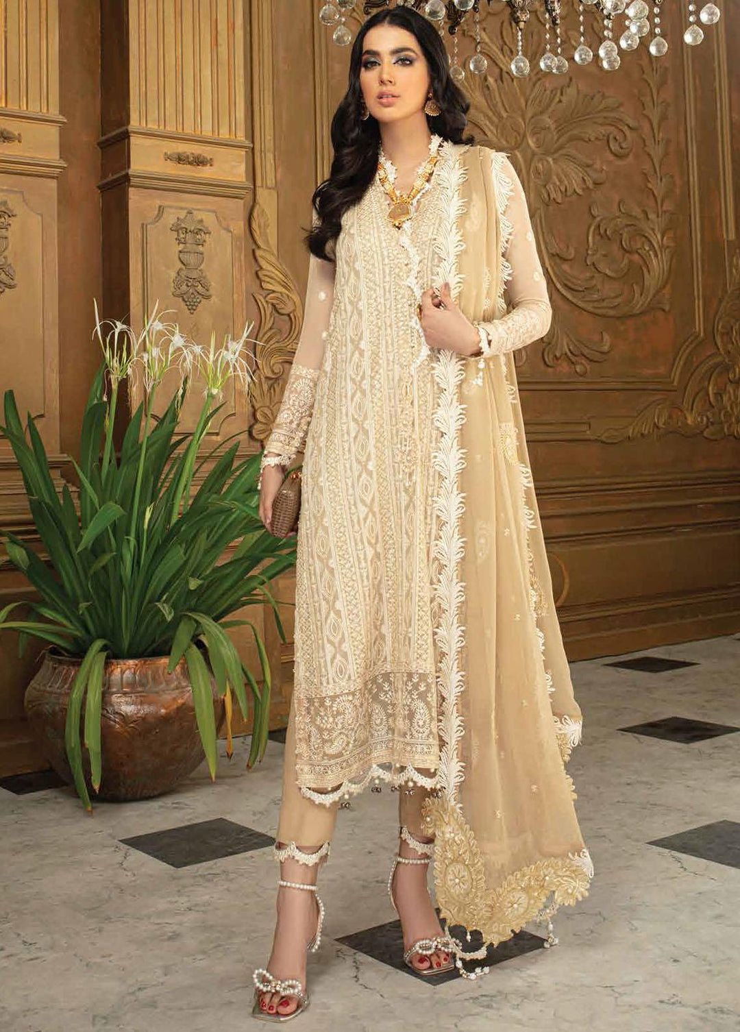 Roheenaz Embroidered Chiffon Suits Unstitched 3 Piece RO21C 04 - Luxury Collection
