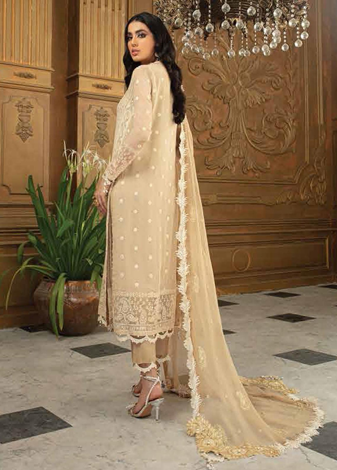 Roheenaz Embroidered Chiffon Suits Unstitched 3 Piece RO21C 04 - Luxury Collection