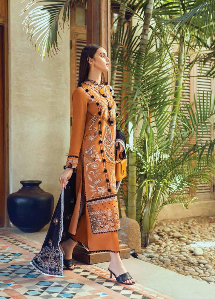 Roheenaz Embroidered Linen Suits Unstitched 3 Piece RO22FW RNZ-22-02-B - Luxury Collection