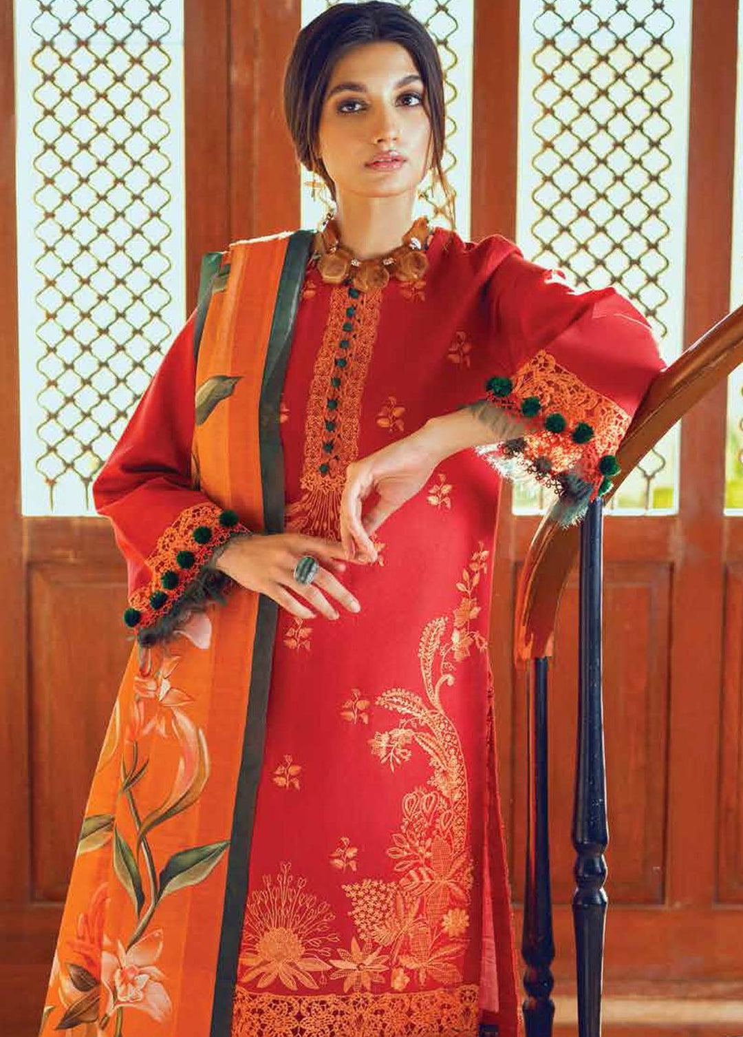 Roheenaz Embroidered Khaddar Suits Unstitched 3 Piece RO22FW RNZ-22-06A - Luxury Collection