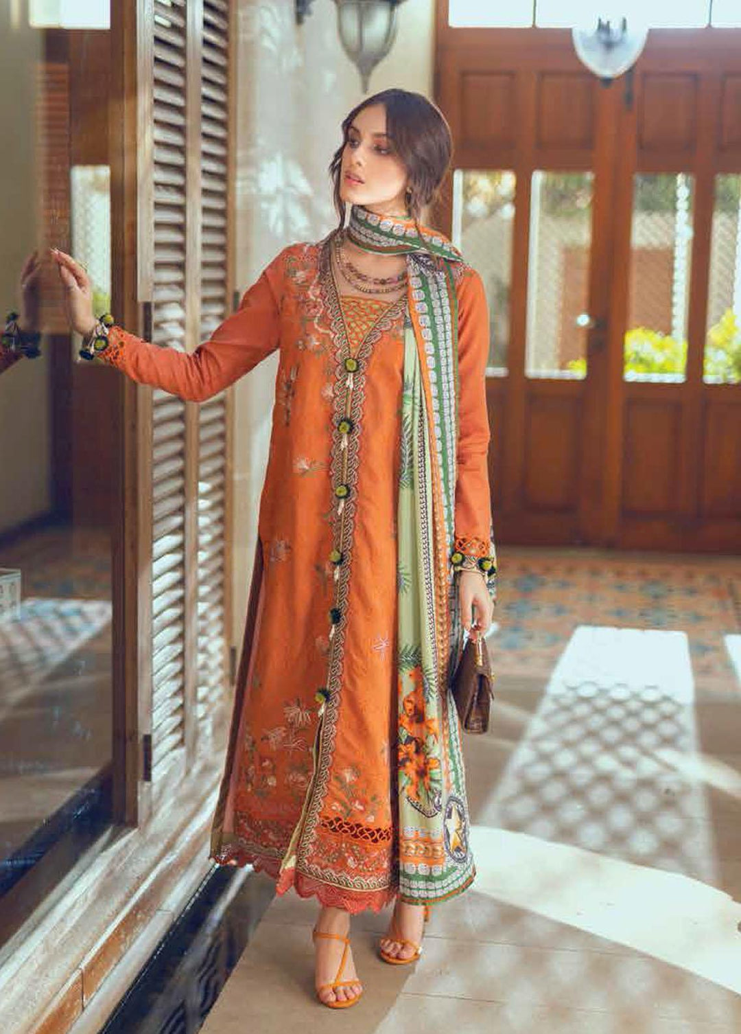 Roheenaz Embroidered Linen Suits Unstitched 3 Piece RO22FW RNZ-22-08A - Luxury Collection