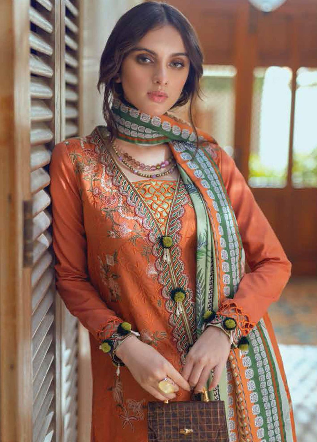 Roheenaz Embroidered Linen Suits Unstitched 3 Piece RO22FW RNZ-22-08A - Luxury Collection