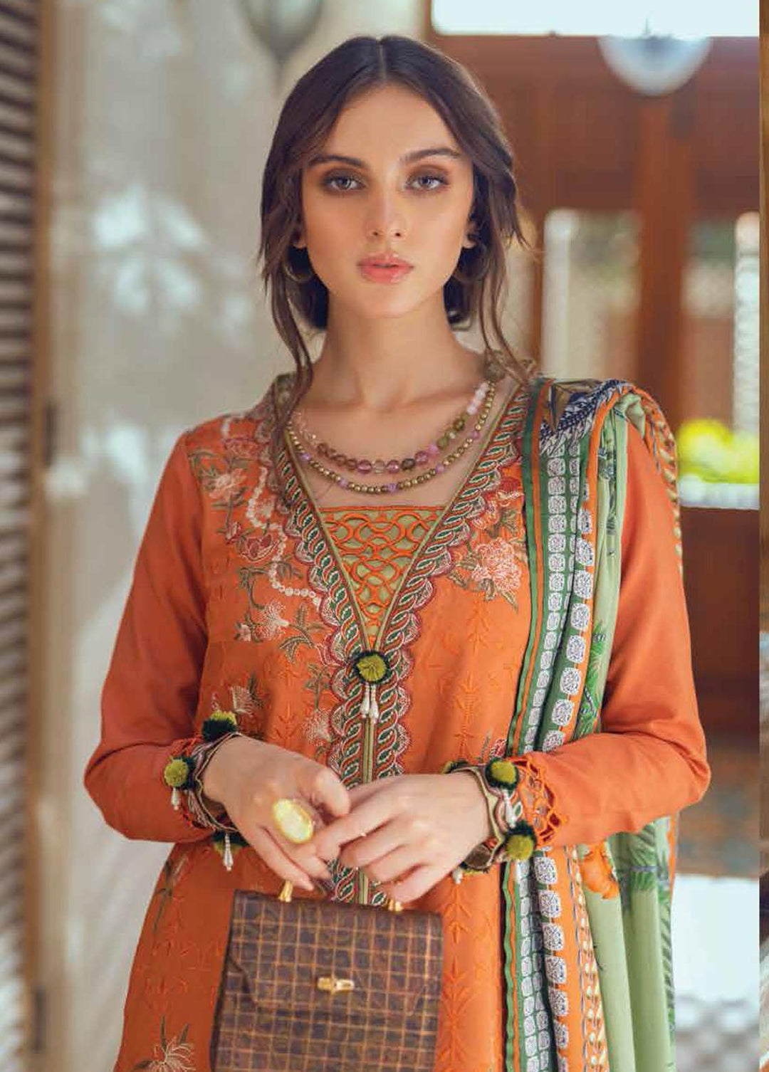 Roheenaz Embroidered Linen Suits Unstitched 3 Piece RO22FW RNZ-22-08A - Luxury Collection