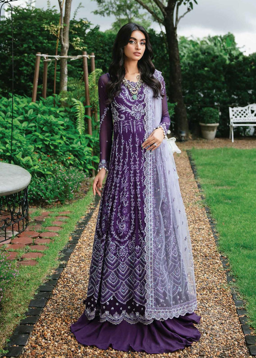 Aafreen By Roheenaz Embroidered Chiffon Suits Unstitched 4 Piece RO22KC RNZ22-08 Amaya - Luxury Collection