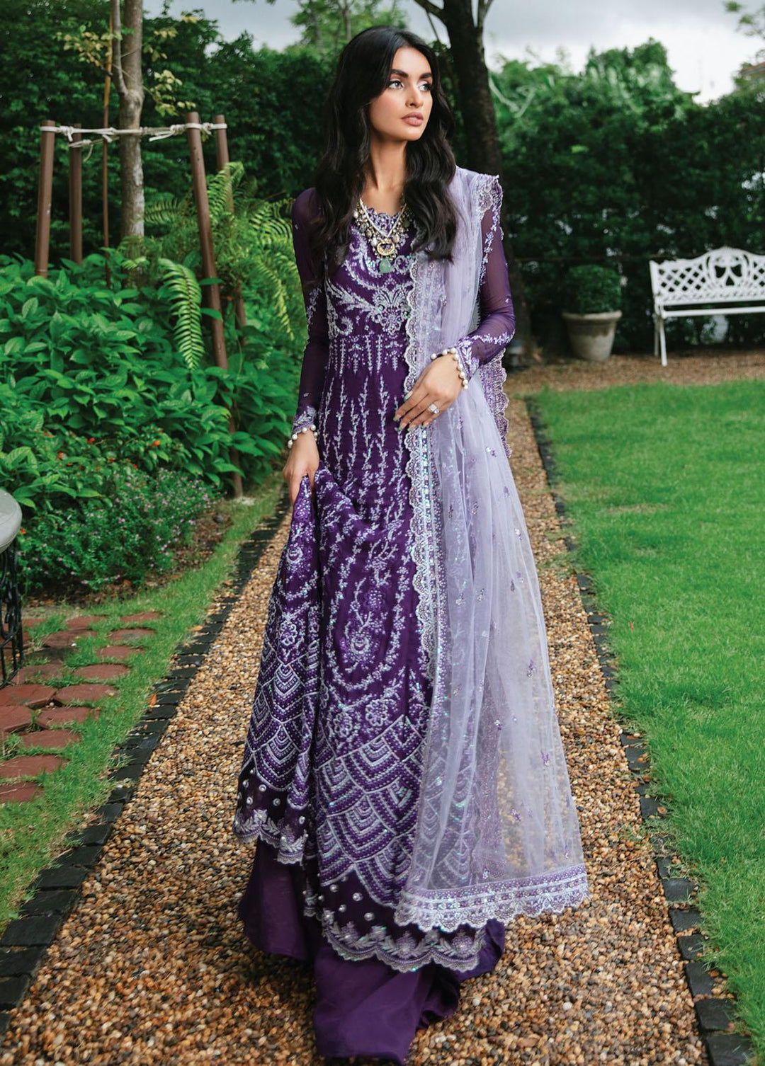 Aafreen By Roheenaz Embroidered Chiffon Suits Unstitched 4 Piece RO22KC RNZ22-08 Amaya - Luxury Collection