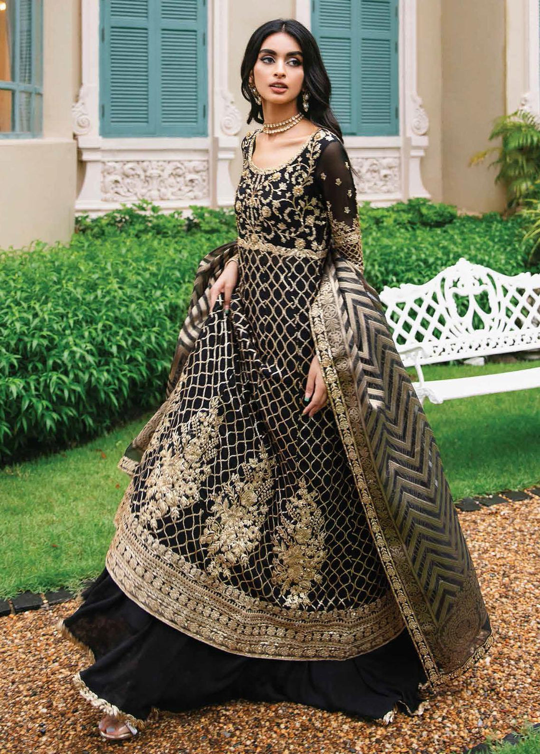 Aafreen By Roheenaz Embroidered Chiffon Suits Unstitched 4 Piece RO22KC RNZ22-09 Leena - Luxury Collection