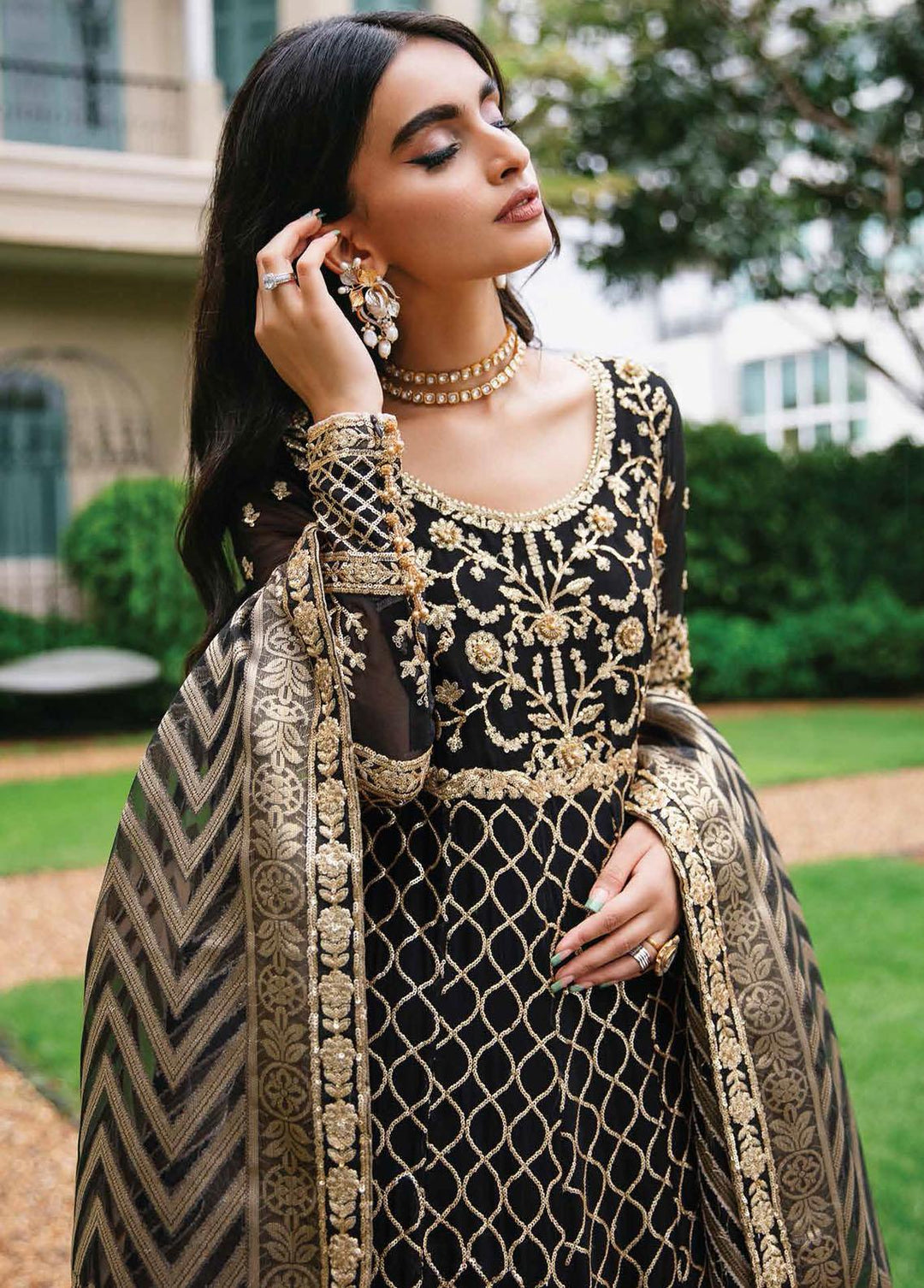 Aafreen By Roheenaz Embroidered Chiffon Suits Unstitched 4 Piece RO22KC RNZ22-09 Leena - Luxury Collection