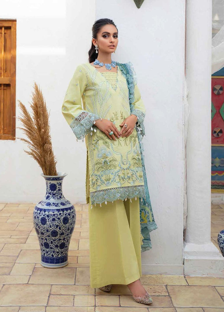 Roheenaz Embroidered Lawn Suits Unstitched 3 Piece RO22S-1 RNZ-02-B Aqua Haze - Summer Collection