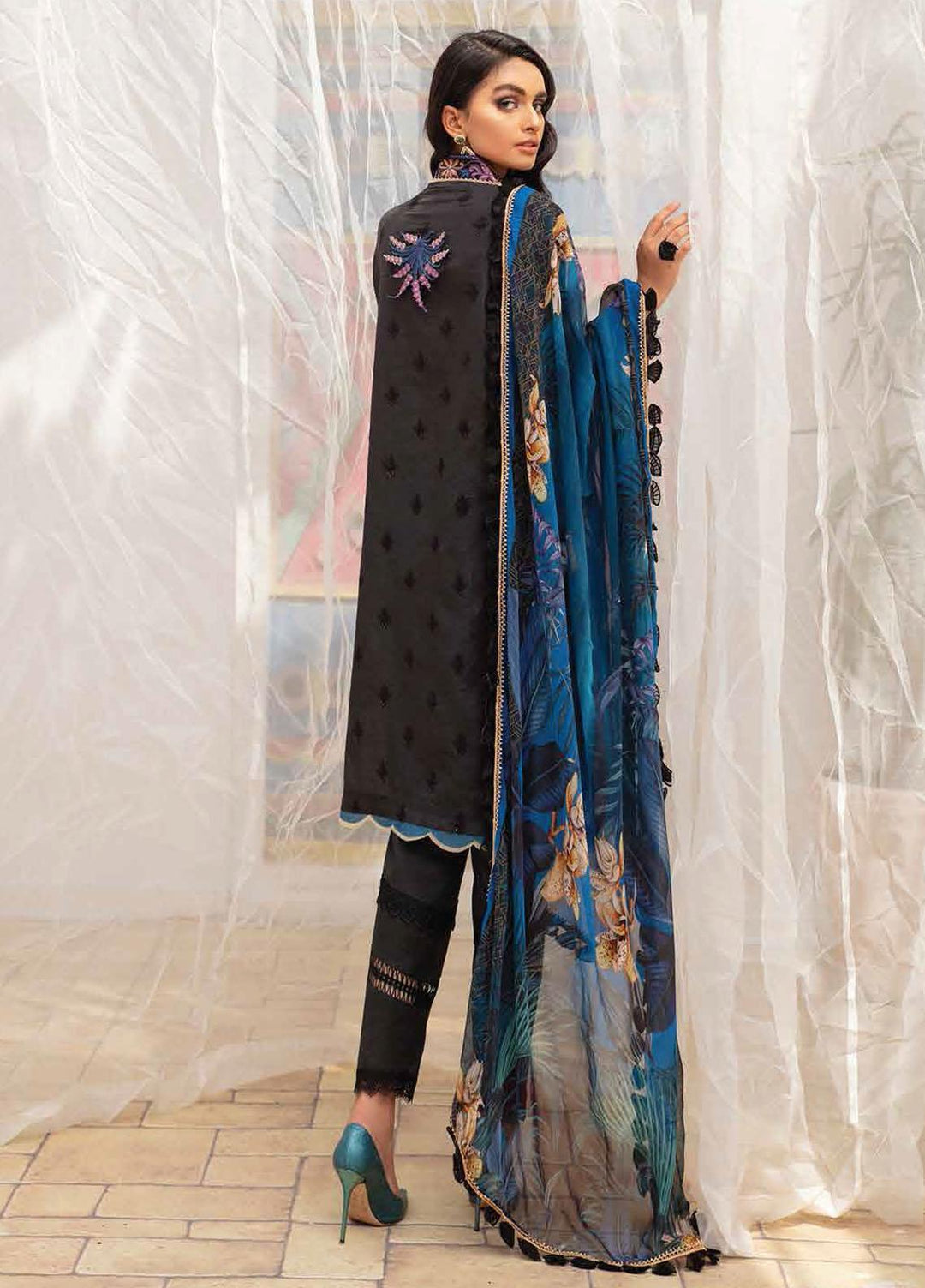 Roheenaz Embroidered Lawn Suits Unstitched 3 Piece RO22S-1 RNZ-04-B Phantom - Summer Collection