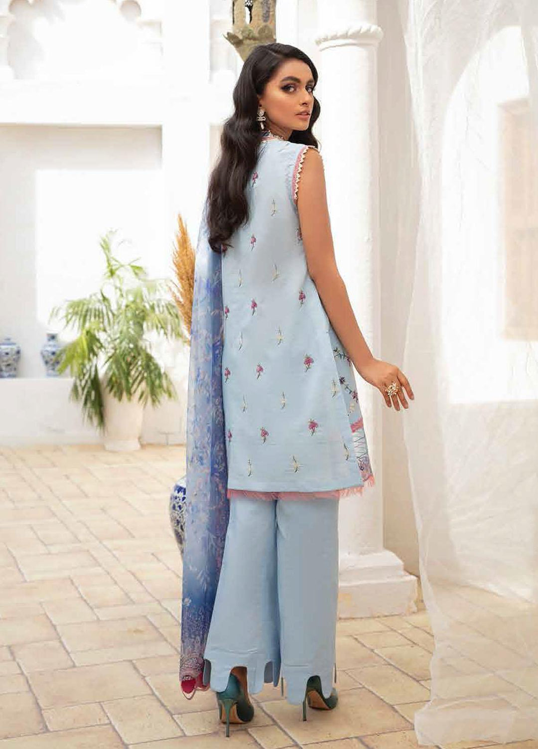 Roheenaz Embroidered Lawn Suits Unstitched 3 Piece RO22S-1 RNZ-06-A Whispering Sky - Summer Collection