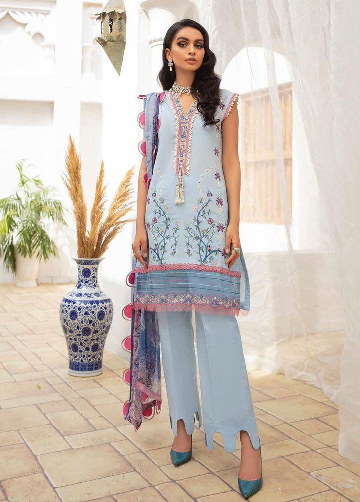 Roheenaz Embroidered Lawn Suits Unstitched 3 Piece RO22S-1 RNZ-06-A Whispering Sky - Summer Collection