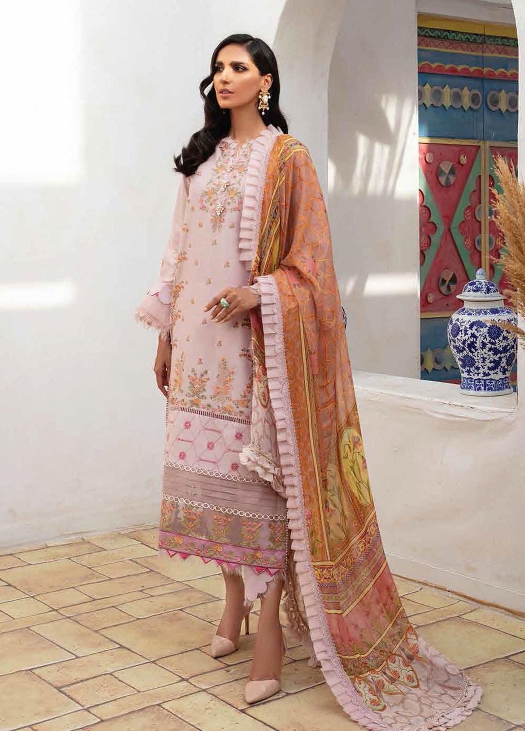Roheenaz Embroidered Lawn Suits Unstitched 3 Piece RO22S-1 RNZ-07-B Blissful Hapiness - Summer Collection
