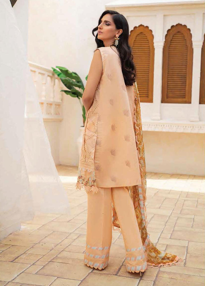 Roheenaz Embroidered Lawn Suits Unstitched 3 Piece RO22S-1 RNZ-08-A Peach Peony - Summer Collection