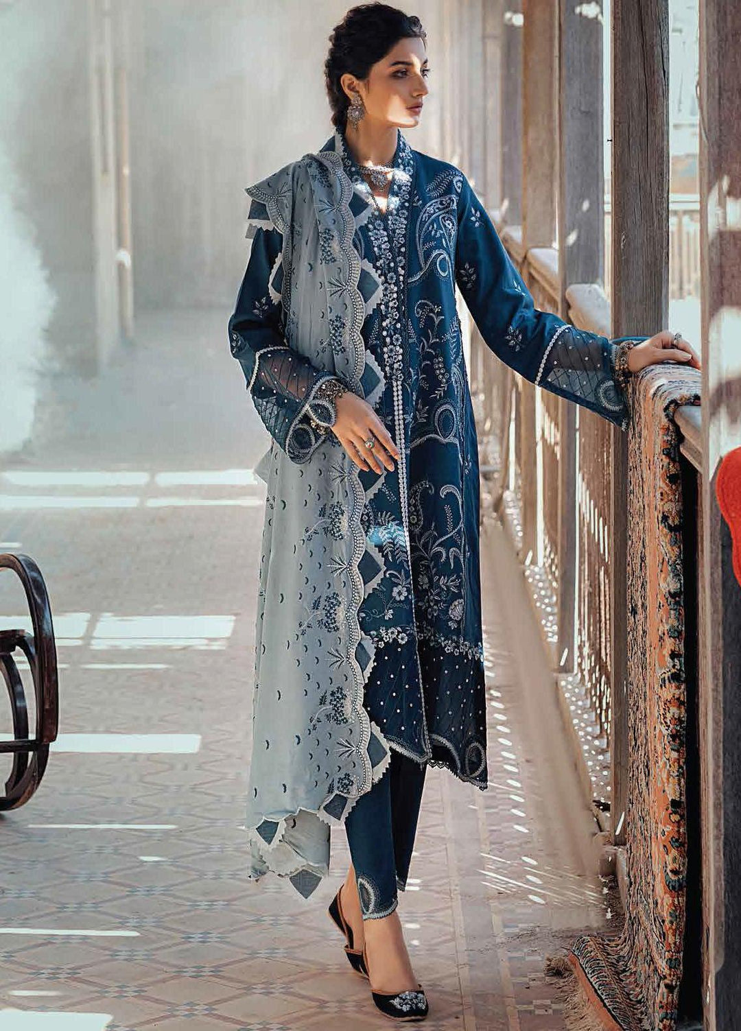 Roheenaz Embroidered Linen Suits Unstitched 3 Piece RO21WF RNW21-8A - Winter Collection