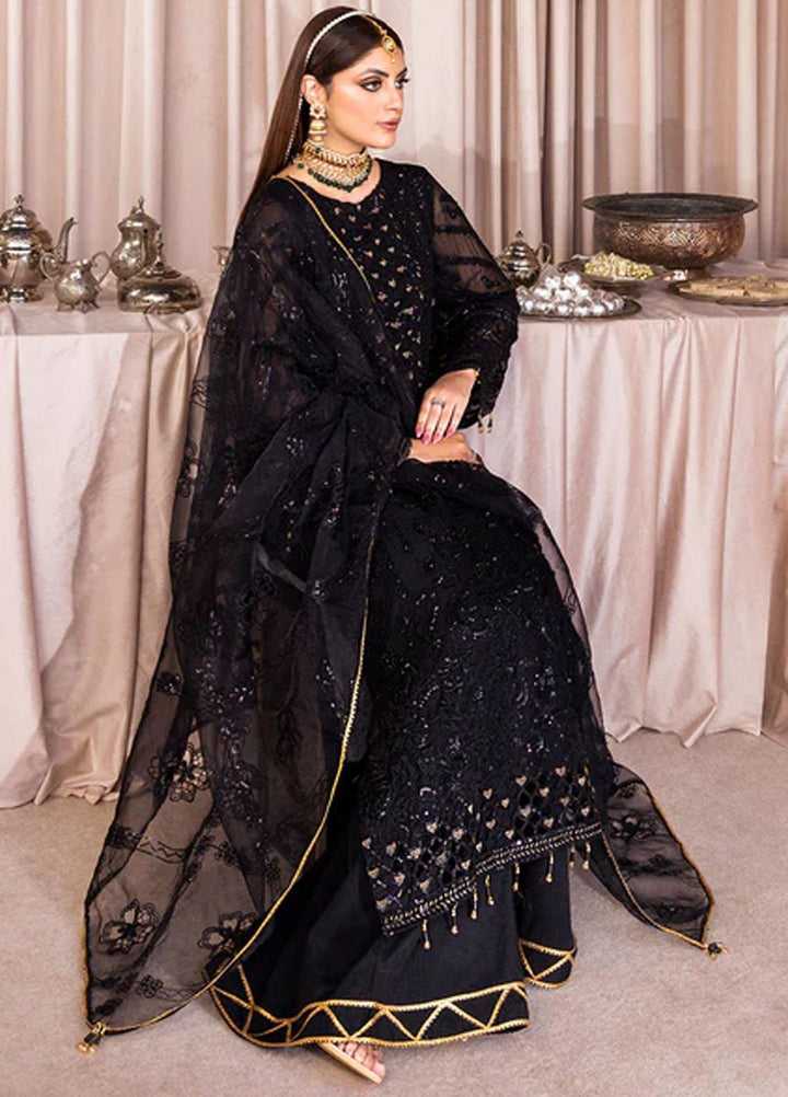 Romansiyyah By Emaan Adeel Embroidered Chiffon Suits Unstitched 3 Piece EA23RS Black Swan - Luxury Collection