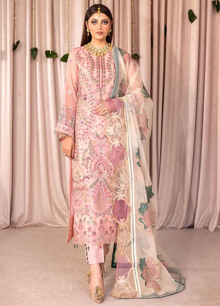 Romansiyyah By Emaan Adeel Embroidered Organza Suits Unstitched 3 Piece EA23RS Iris - Luxury Collection