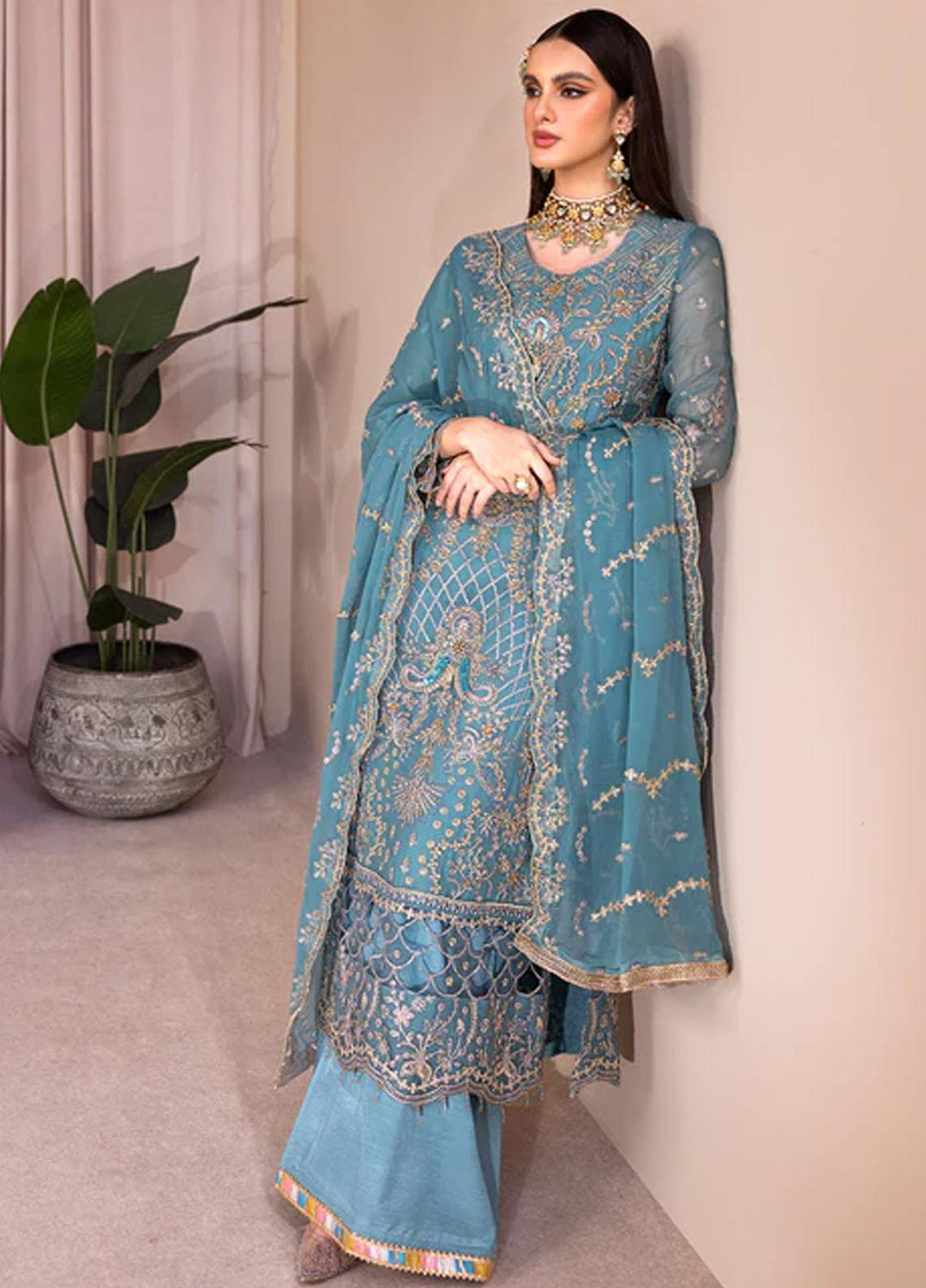 Romansiyyah By Emaan Adeel Embroidered Chiffon Suits Unstitched 3 Piece EA23RS Miyasa - Luxury Collection