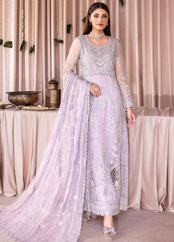 Romansiyyah By Emaan Adeel Embroidered Organza Suits Unstitched 3 Piece EA23RS Sweet Indigo - Luxury Collection
