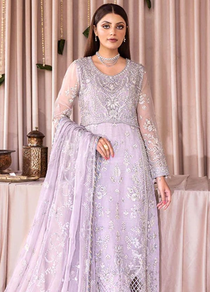 Romansiyyah By Emaan Adeel Embroidered Organza Suits Unstitched 3 Piece EA23RS Sweet Indigo - Luxury Collection