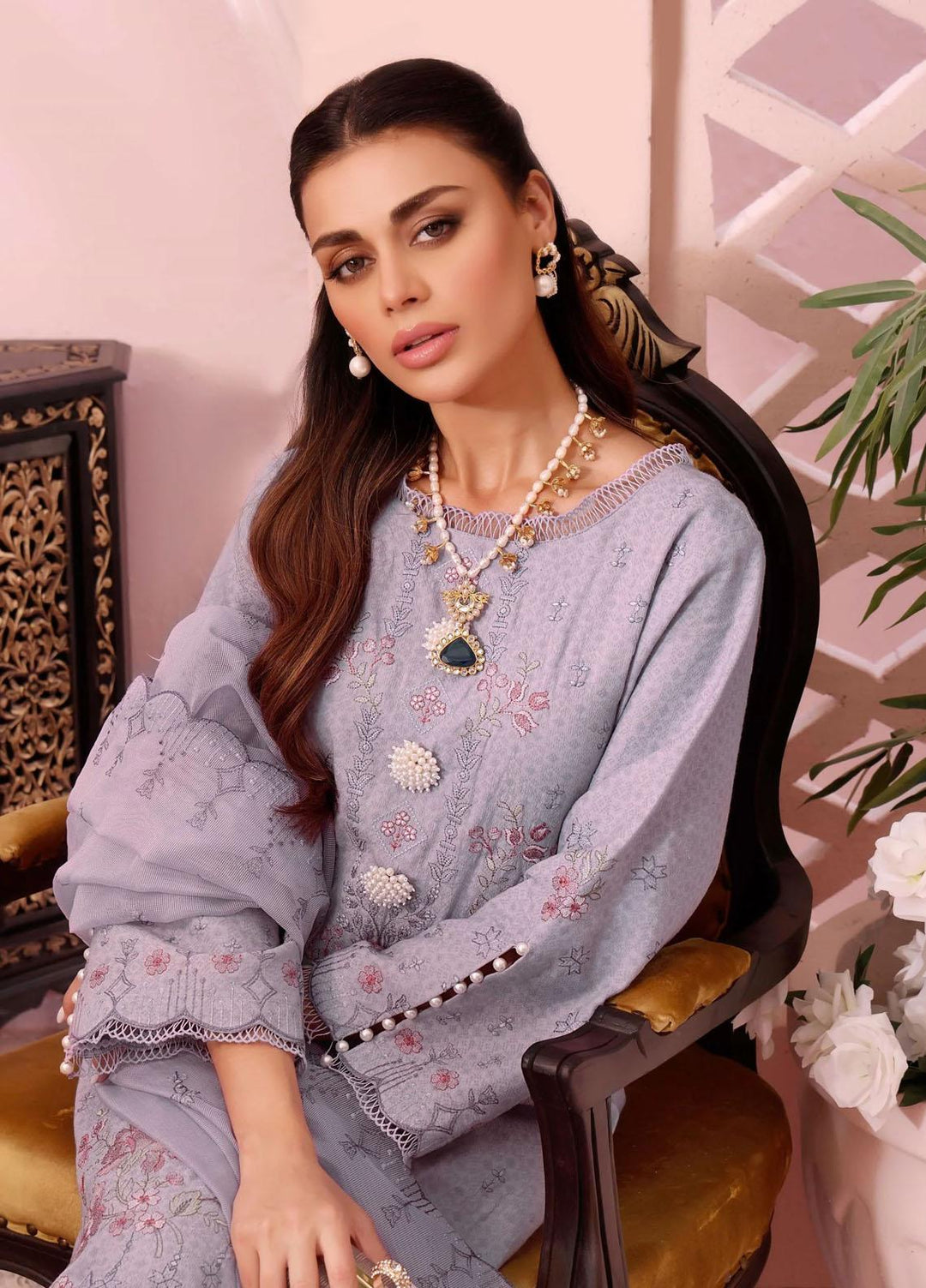 Roohi By Aahang Embroidered Lawn Suits Unstitched 3 Piece ANG23R Laima - Summer Collection
