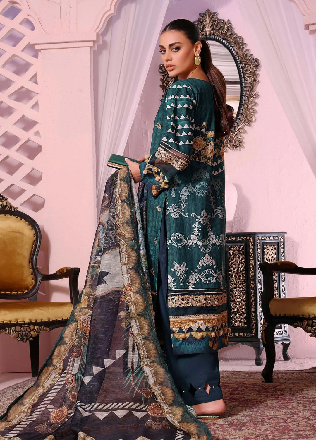 Roohi By Aahang Embroidered Lawn Suits Unstitched 3 Piece ANG23R Zimal - Summer Collection