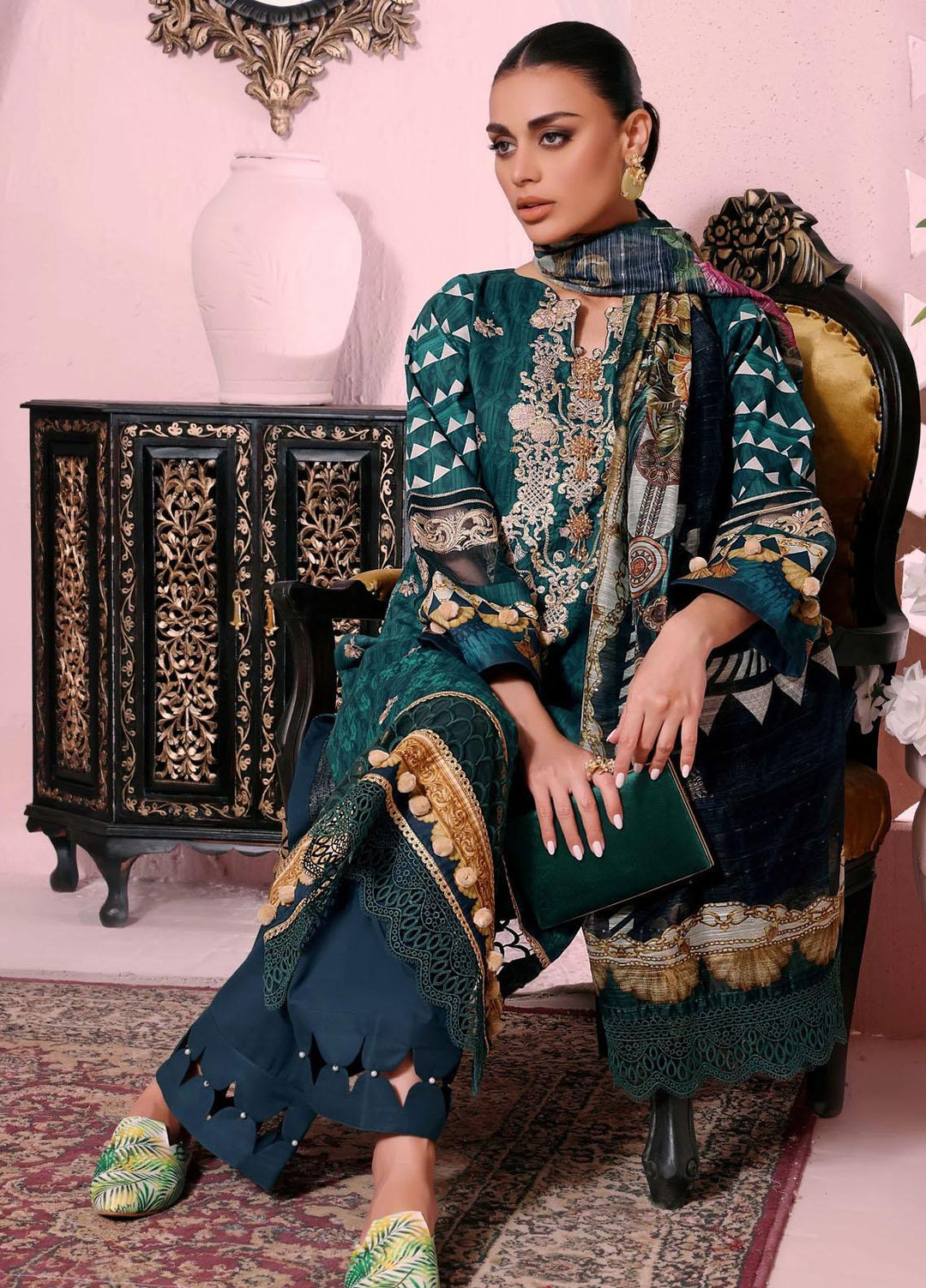 Roohi By Aahang Embroidered Lawn Suits Unstitched 3 Piece ANG23R Zimal - Summer Collection
