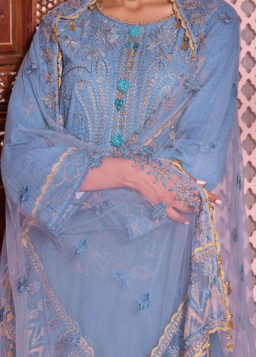 Roohi By Aahang Embroidered Lawn Suits Unstitched 3 Piece ANG23R Samar - Summer Collection