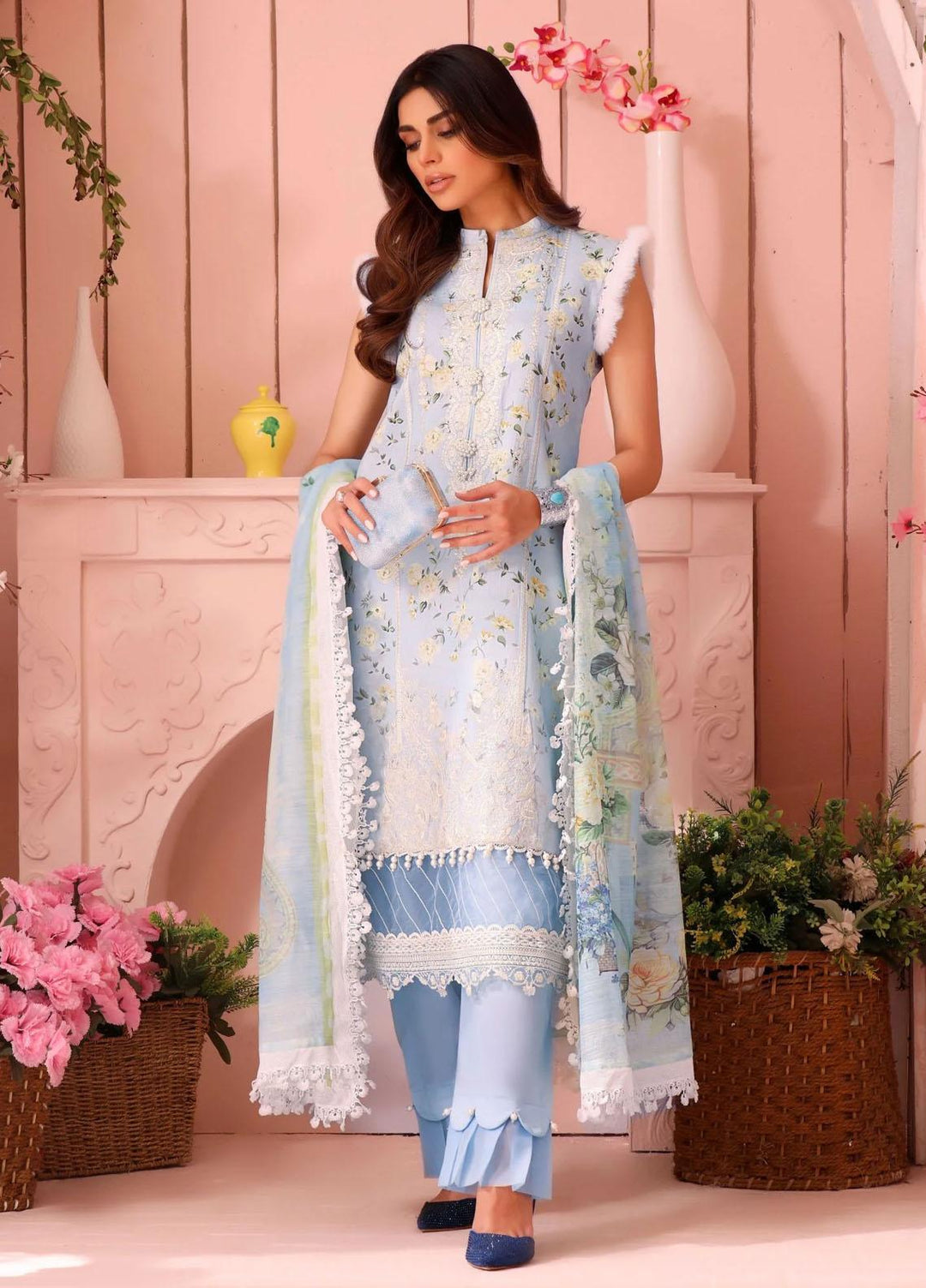 Roohi By Aahang Embroidered Lawn Suits Unstitched 3 Piece ANG23R Raim - Summer Collection