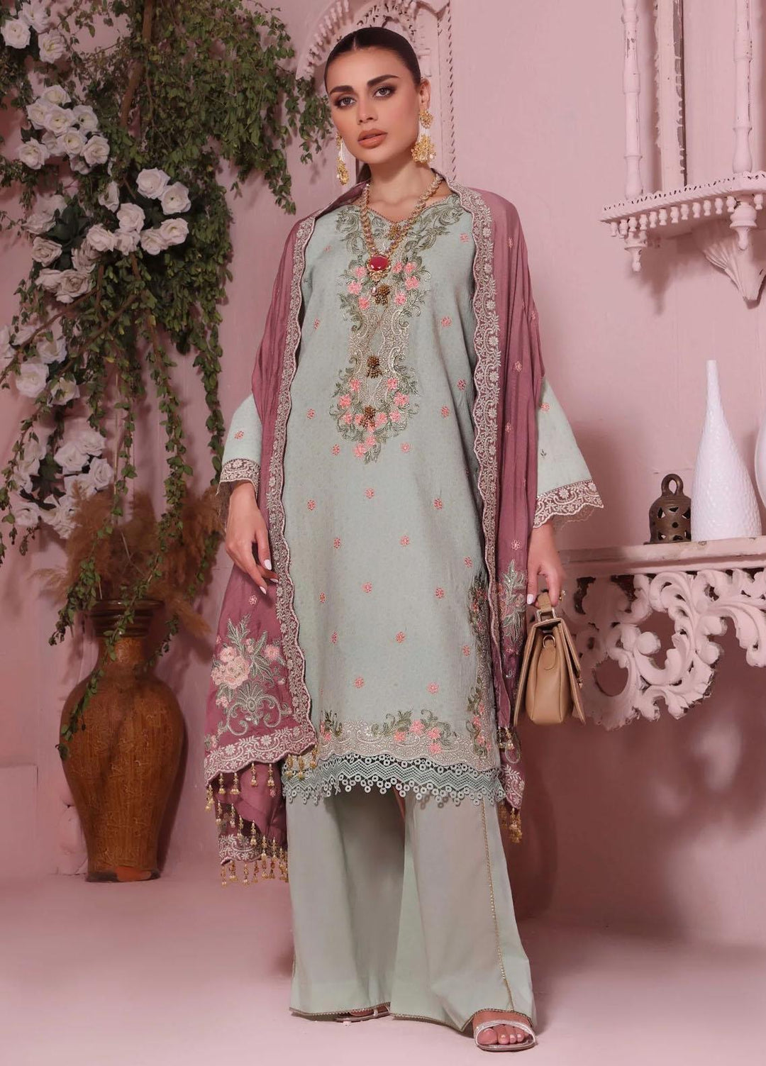 Roohi By Aahang Embroidered Lawn Suits Unstitched 3 Piece ANG23R Maha - Summer Collection